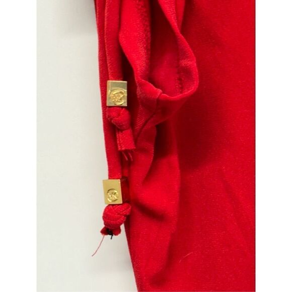 Michael Kors Red Shirt Ladies Size Small Ruched Pullover Short Sleeve Logo - Picture 6 of 7